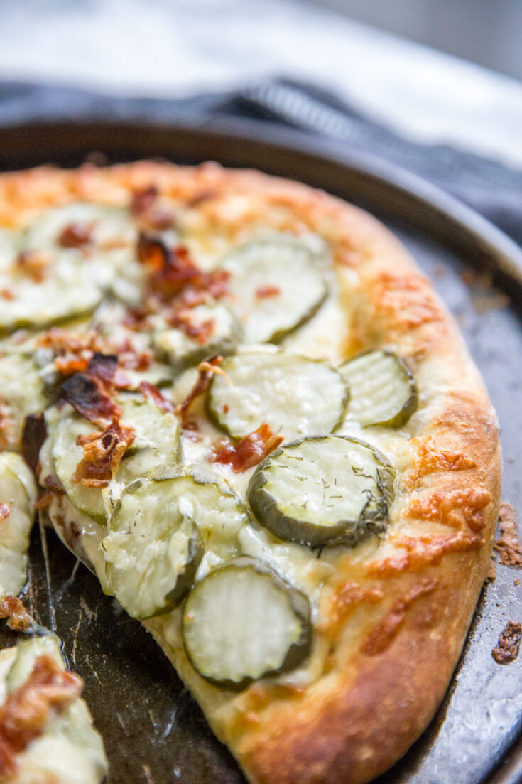 Cut dill pickle pizza