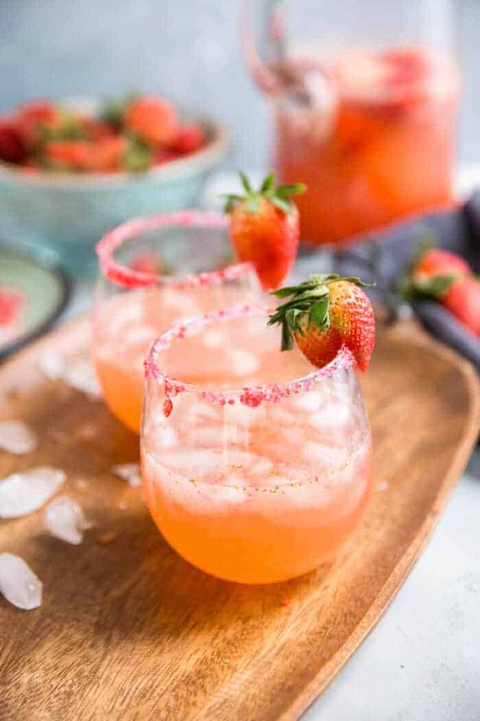strawberry margaritas two glasses