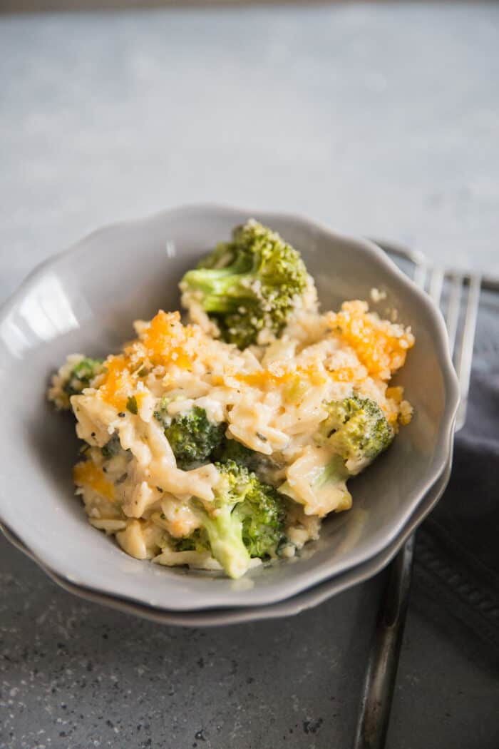 chicken broccoli casserole in a bowl