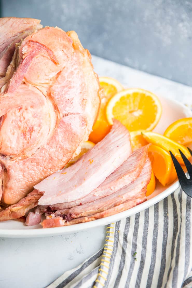 baked ham with oranges