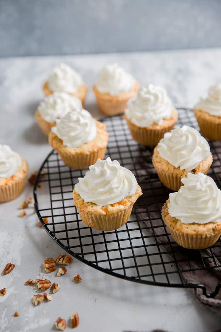 carrot cake cupcakes with whipped topping