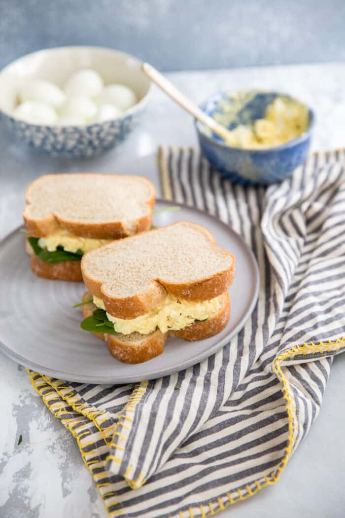 two egg salad sandwiches