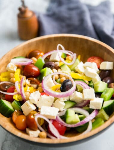 Greek salad ready to be served