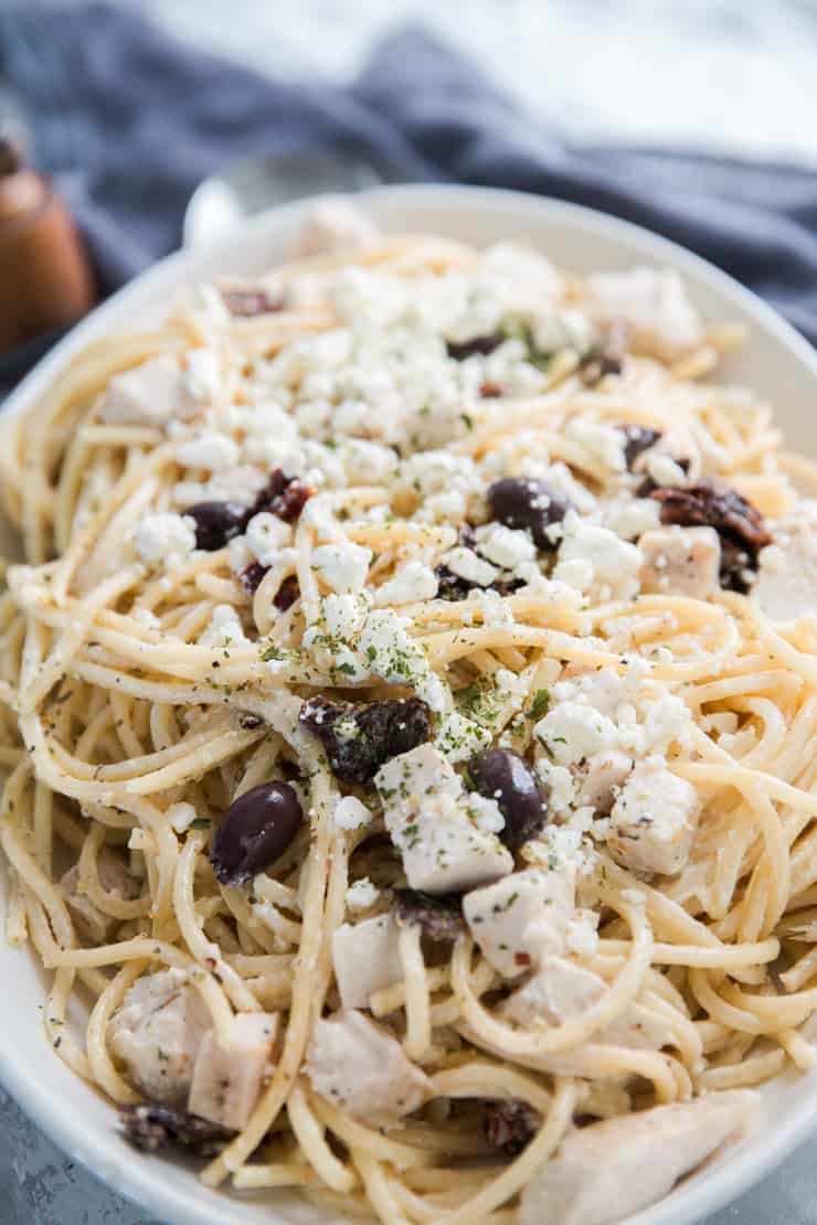 Mediterranean pasta recipe with feta