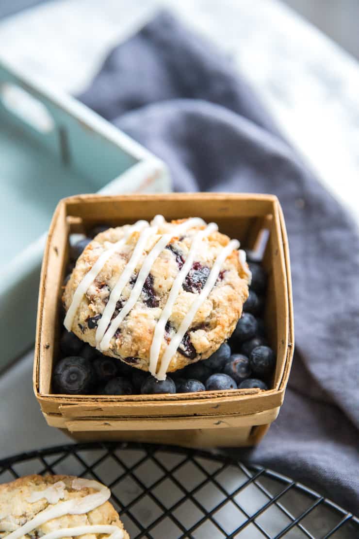 one blueberry scone with blueberries