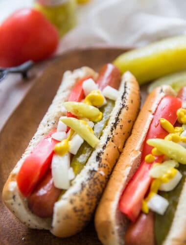 Chicago style hot dog loaded with veggies