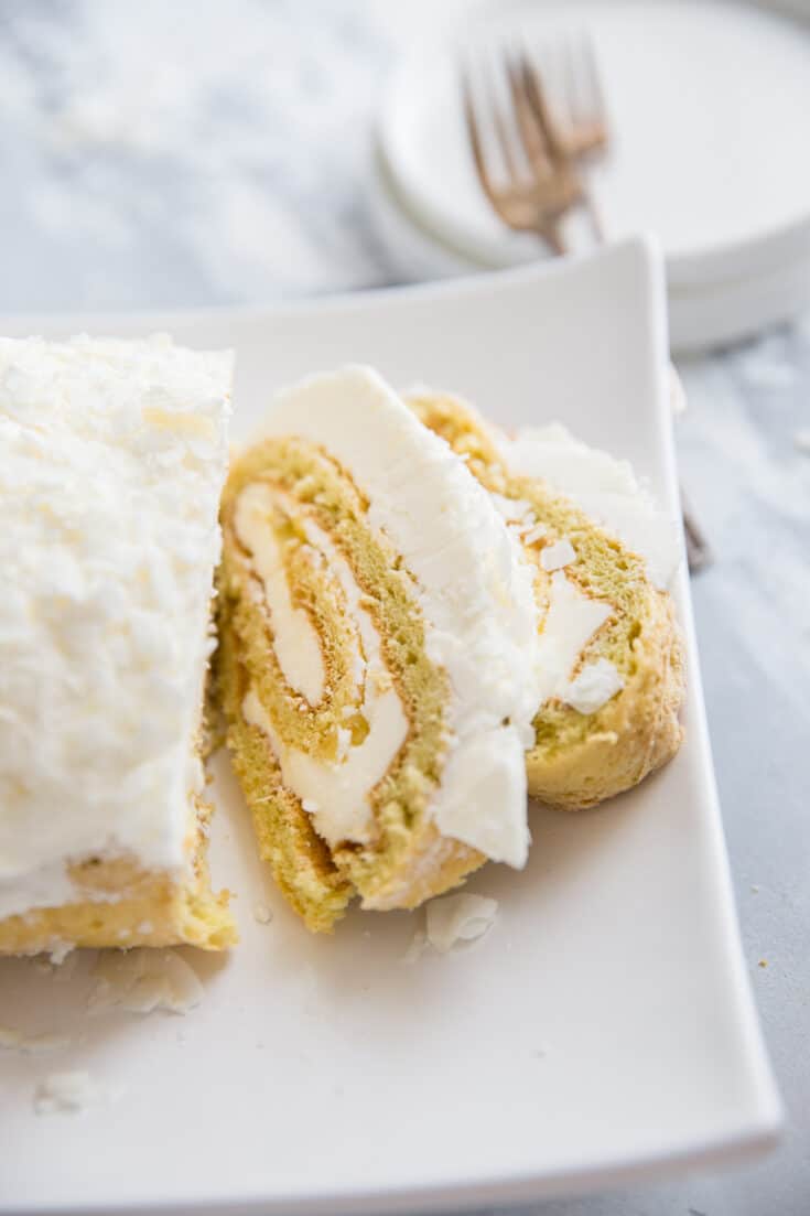 coconut cake roll with frosting