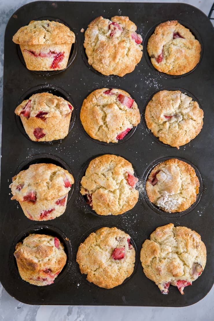 muffins in different positions in a muffin tin