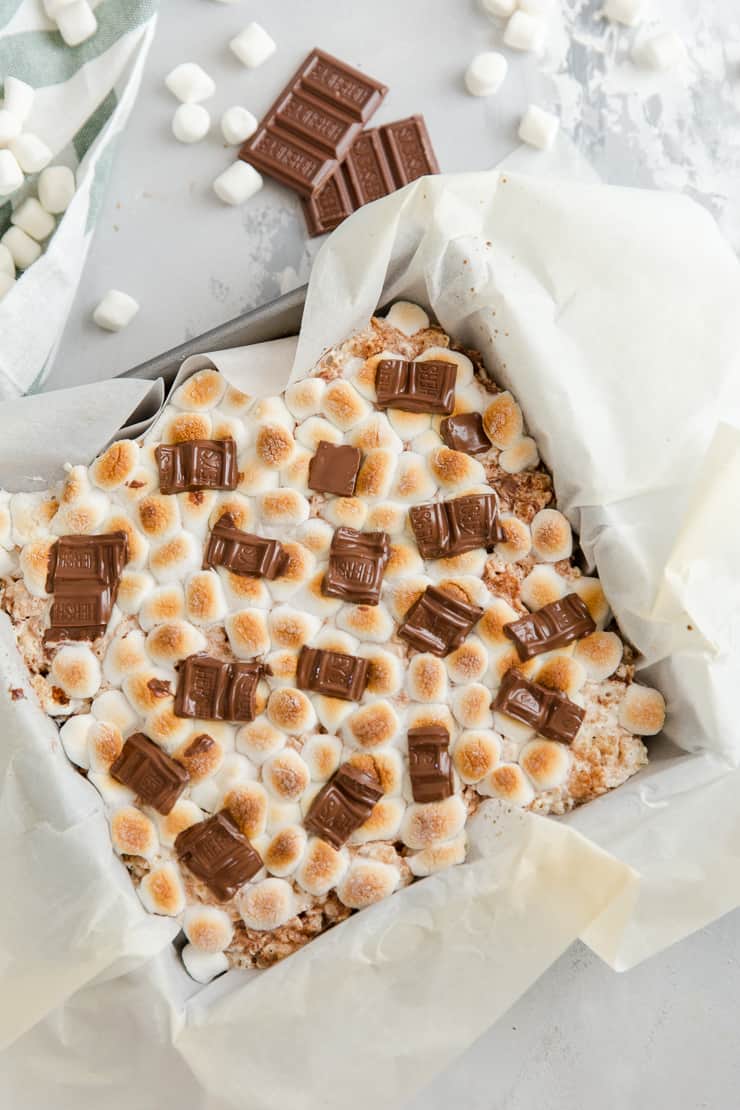 Rice Krispies Recipe with marshmallow on top