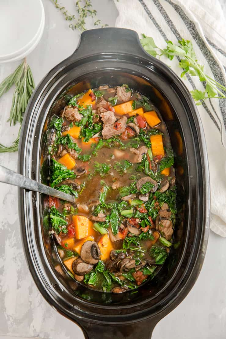 vegetable beef in a slow cooker