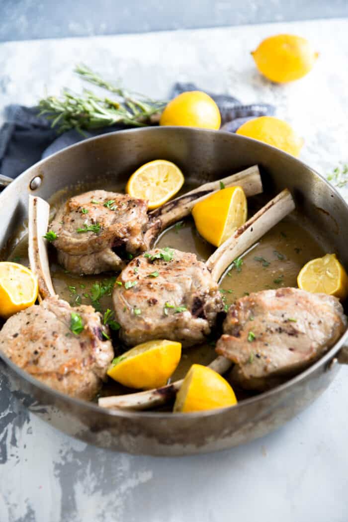 veal chops in a pan