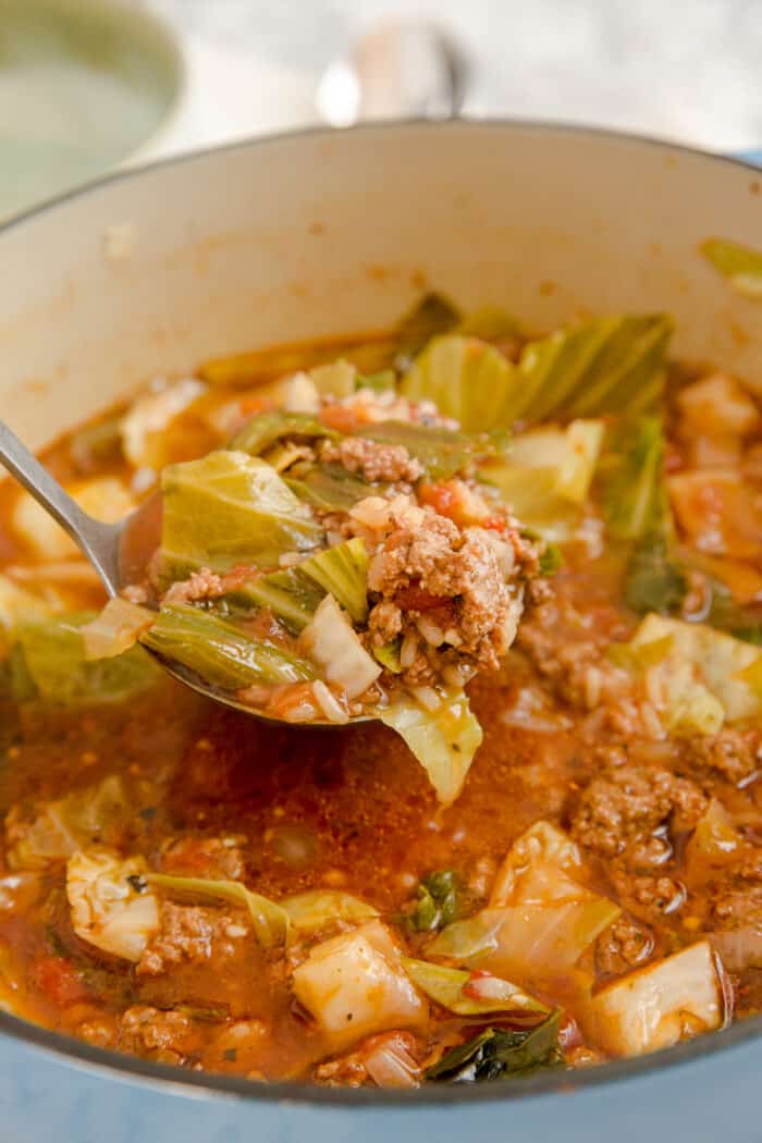 ladle of cabbage roll soup
