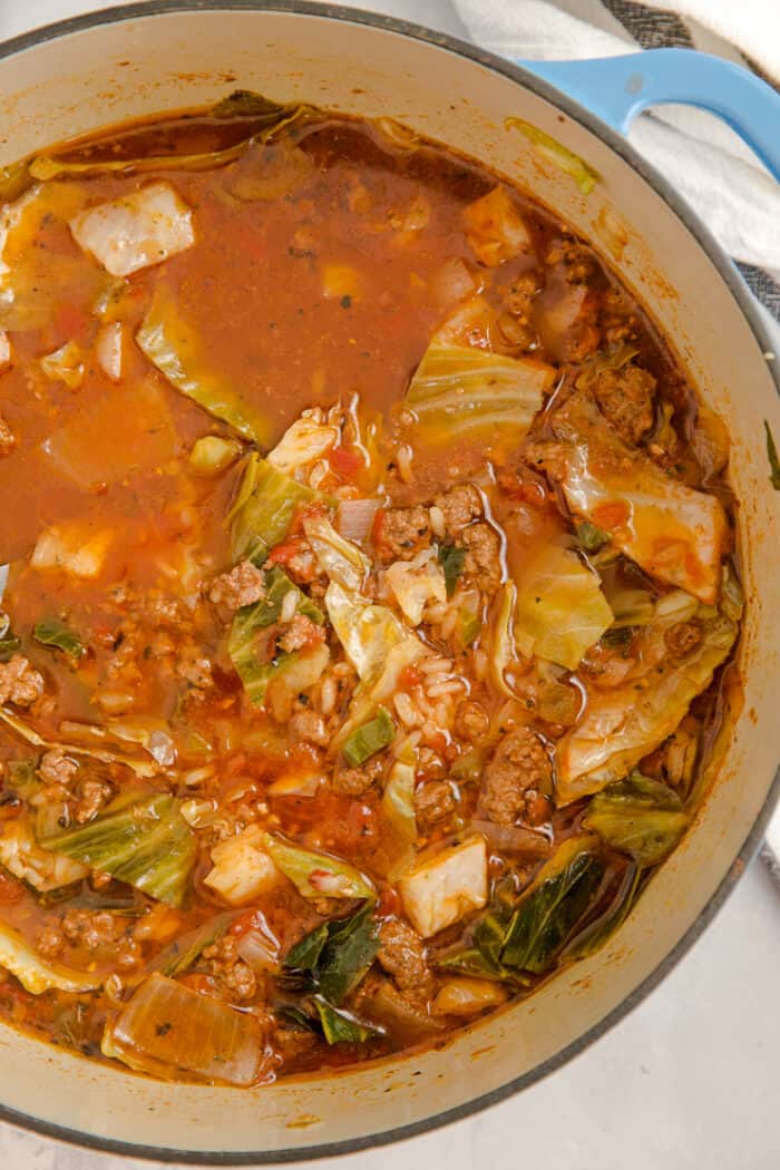 cabbage roll soup; whole pot
