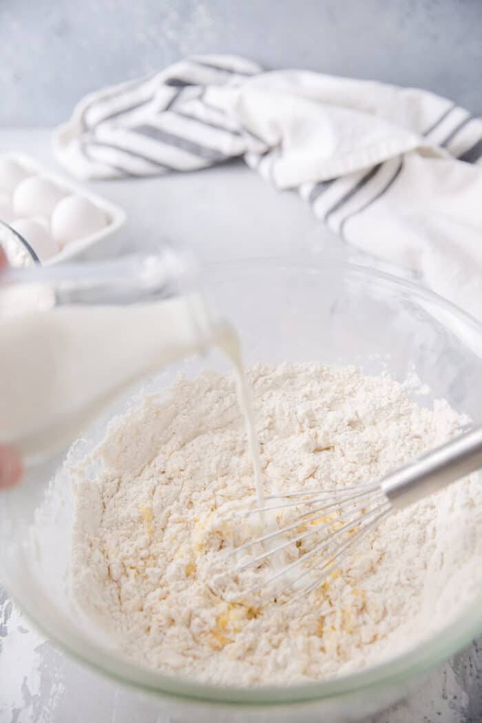 milk poured into flour