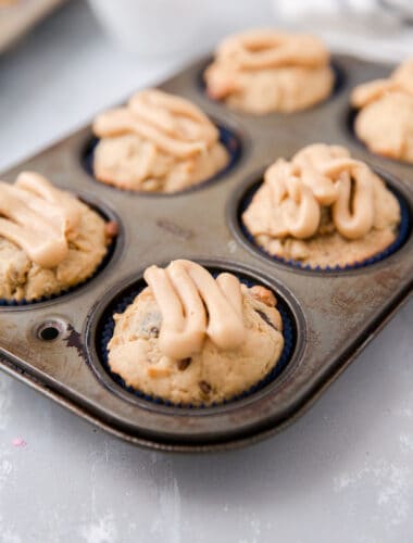 banana muffin with peanut butter frosting