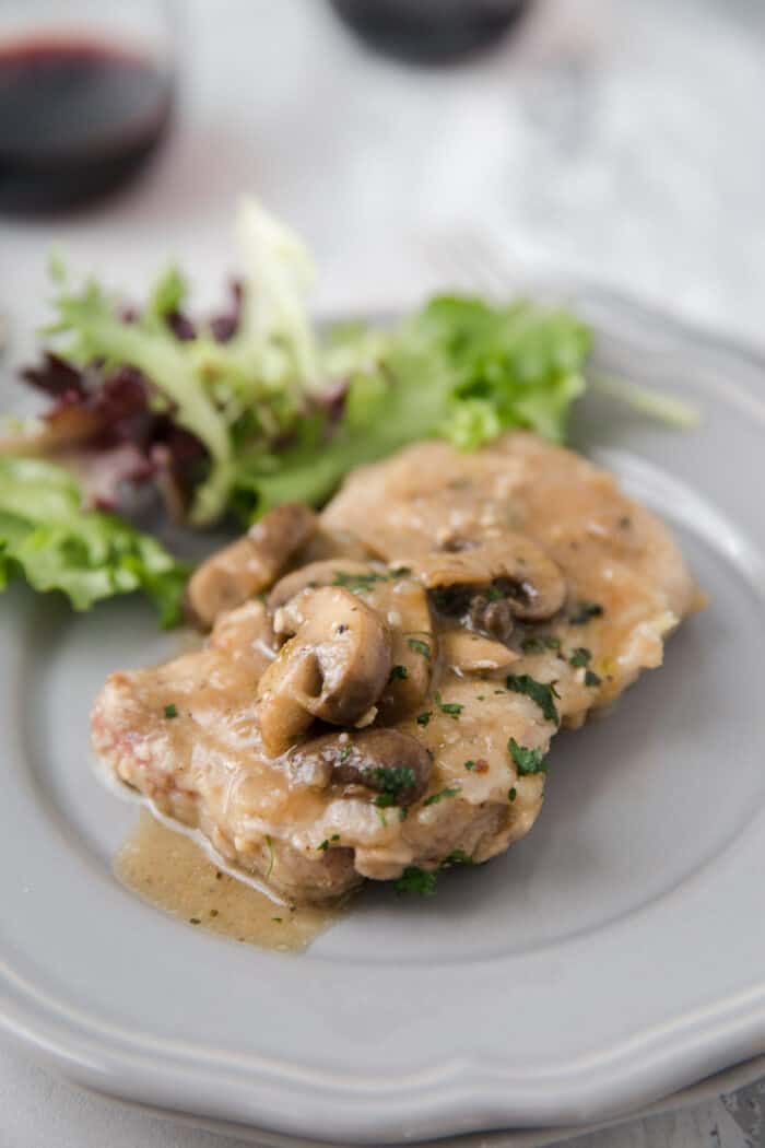 veal marsala cutlet on a plate