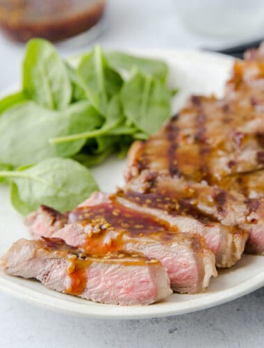 sliced beef terikaki with a drizzle of sauce