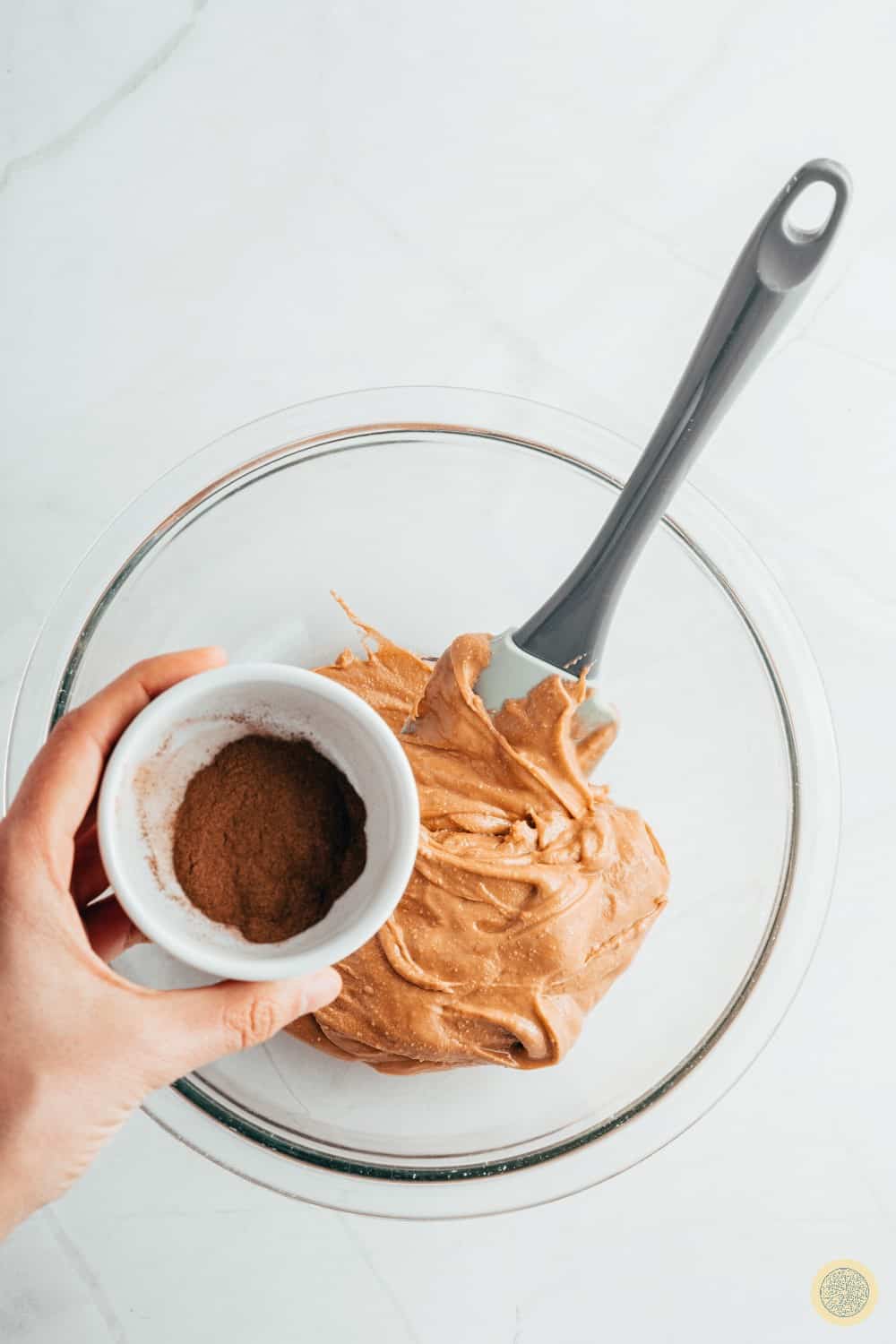 In a large bowl, add your cashew butter, vanilla, and cinnamon. 