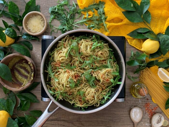 Pesto Pasta Recipe with Spaghetti - LemonsforLulu.com