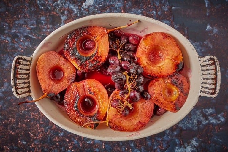 Marsala-Baked Pear Desserts With Grapes