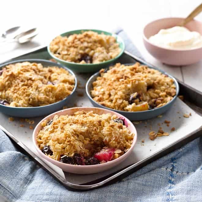Mini Pear and Blueberry Crumble Desserts
