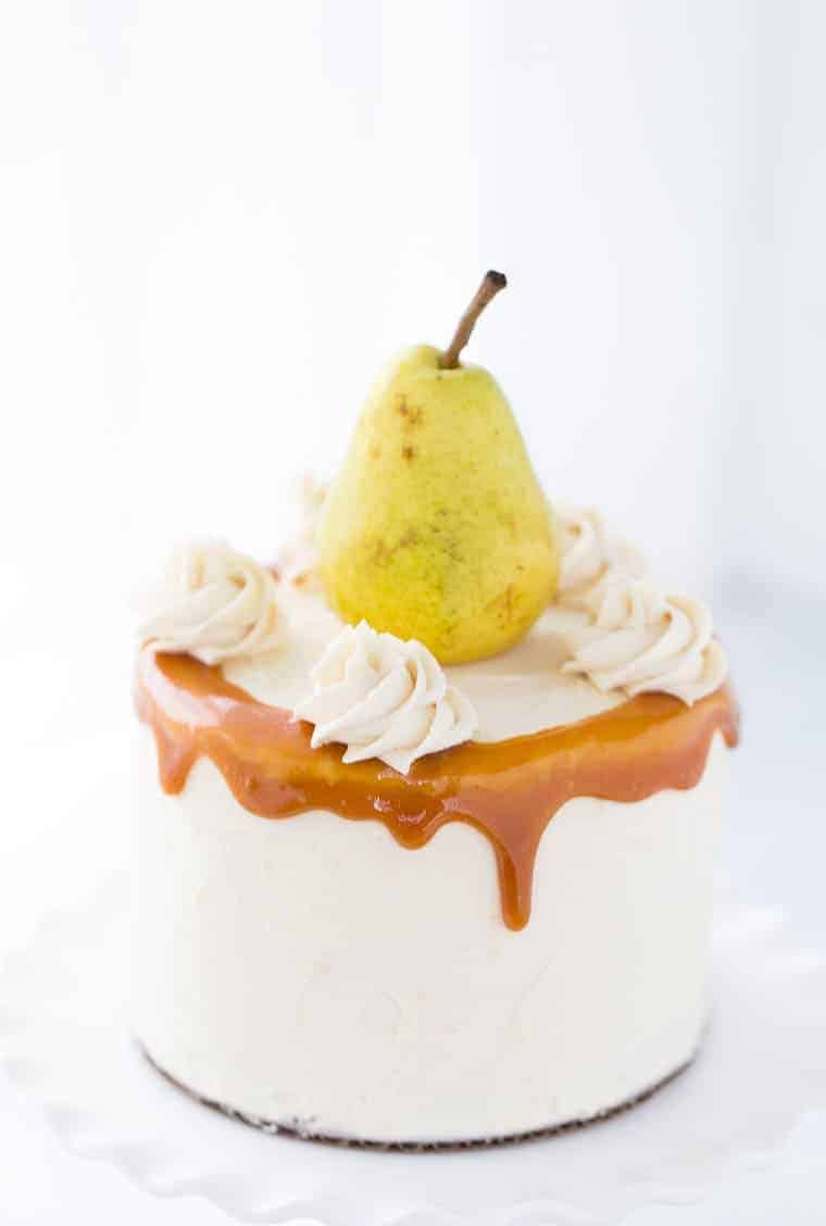 Spiced Pear Cake with Honey Caramel Frosting