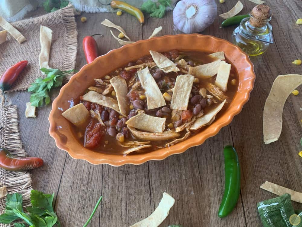 What toppings go on chicken tortilla soup