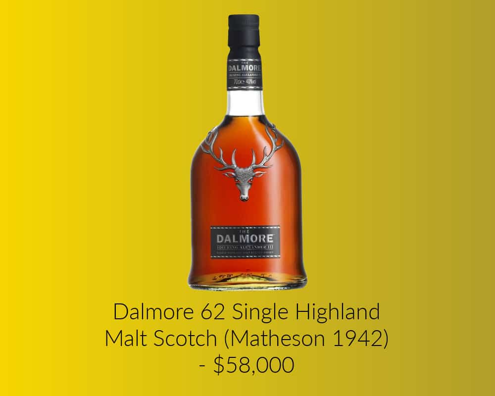 Dalmore 62 Single Highland Malt Scotch (Matheson 1942) - $58,000
