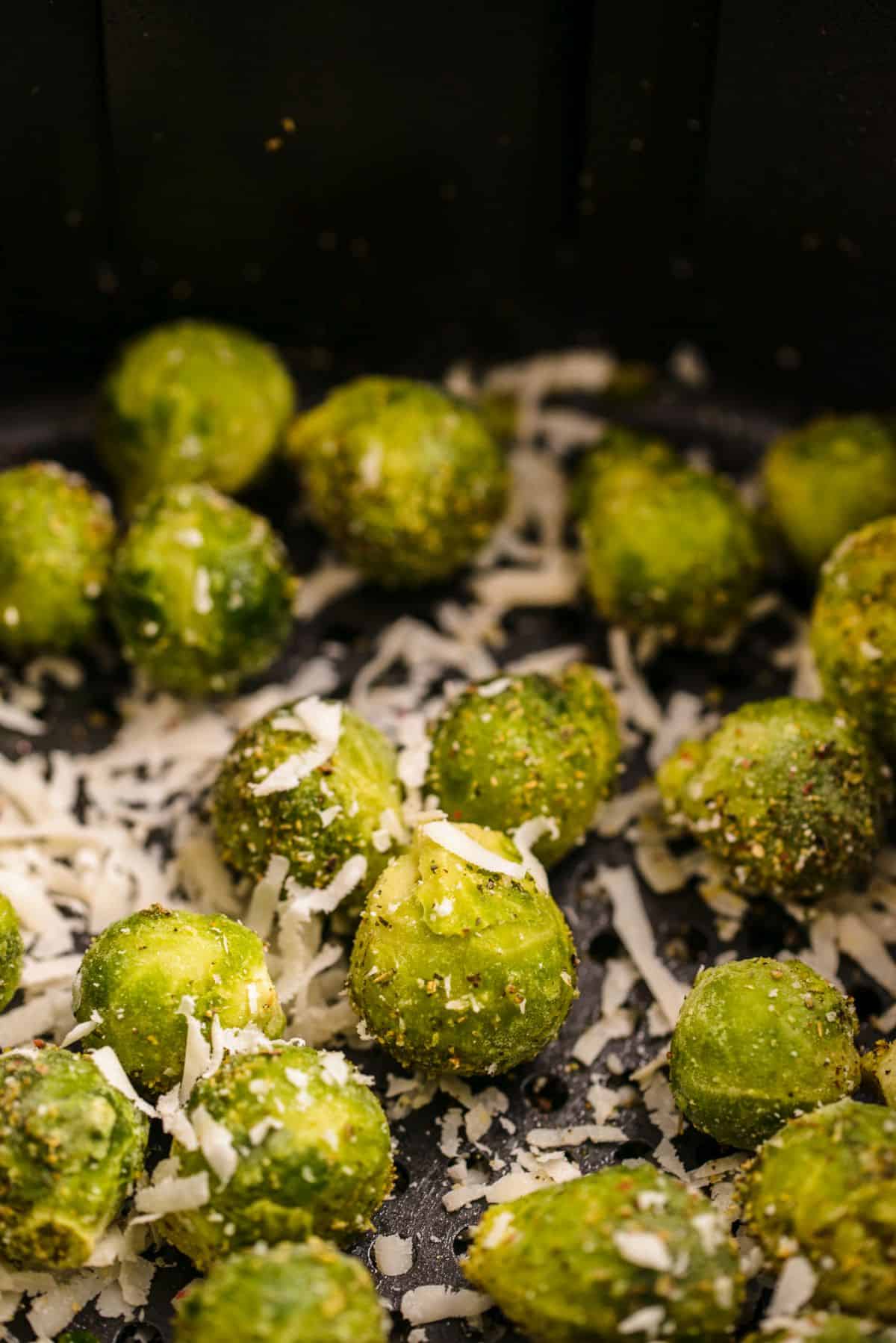 Air Fryer frozen Brussel sprouts step 2
