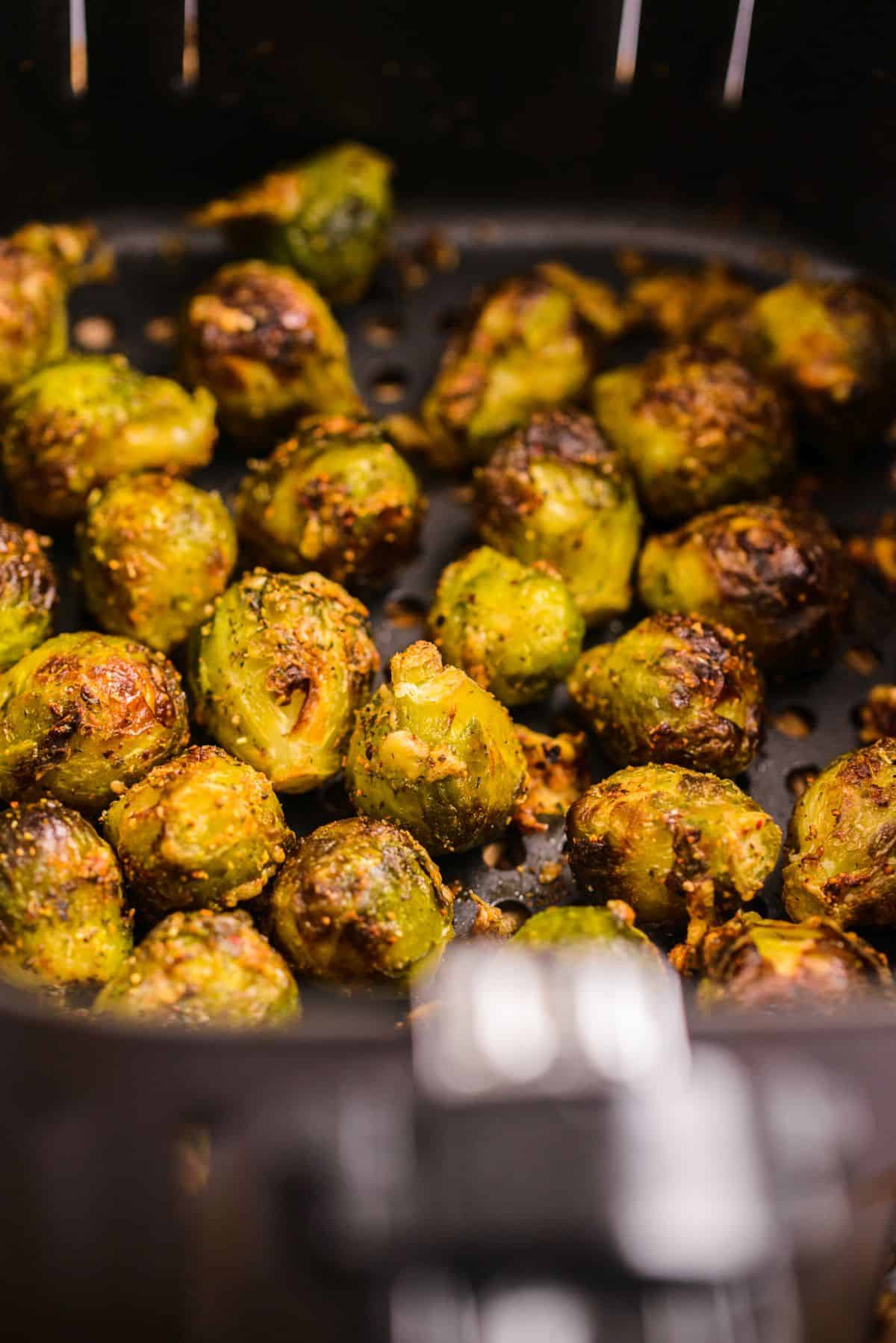 Air Fryer frozen Brussel sprouts step 5