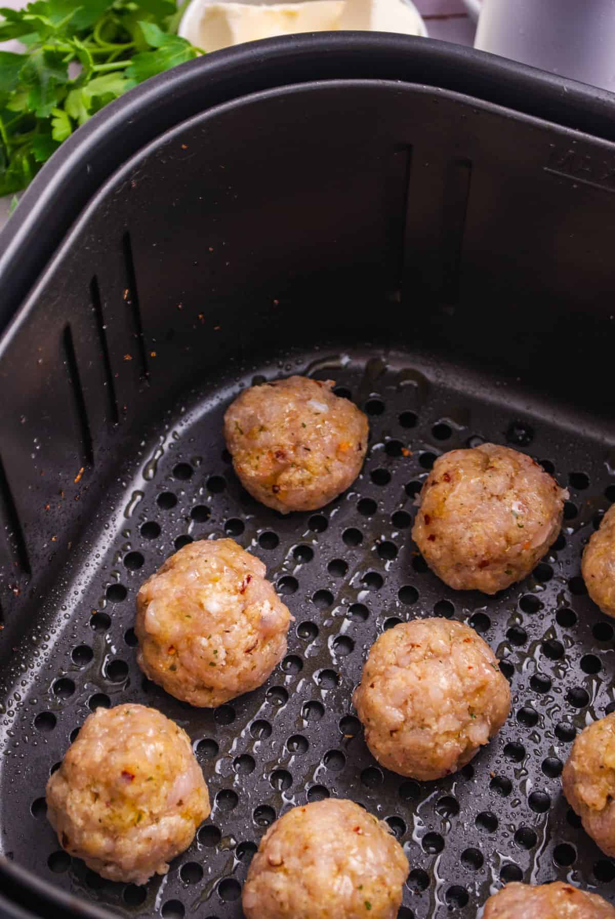 Air fryer chicken meatballs step 5