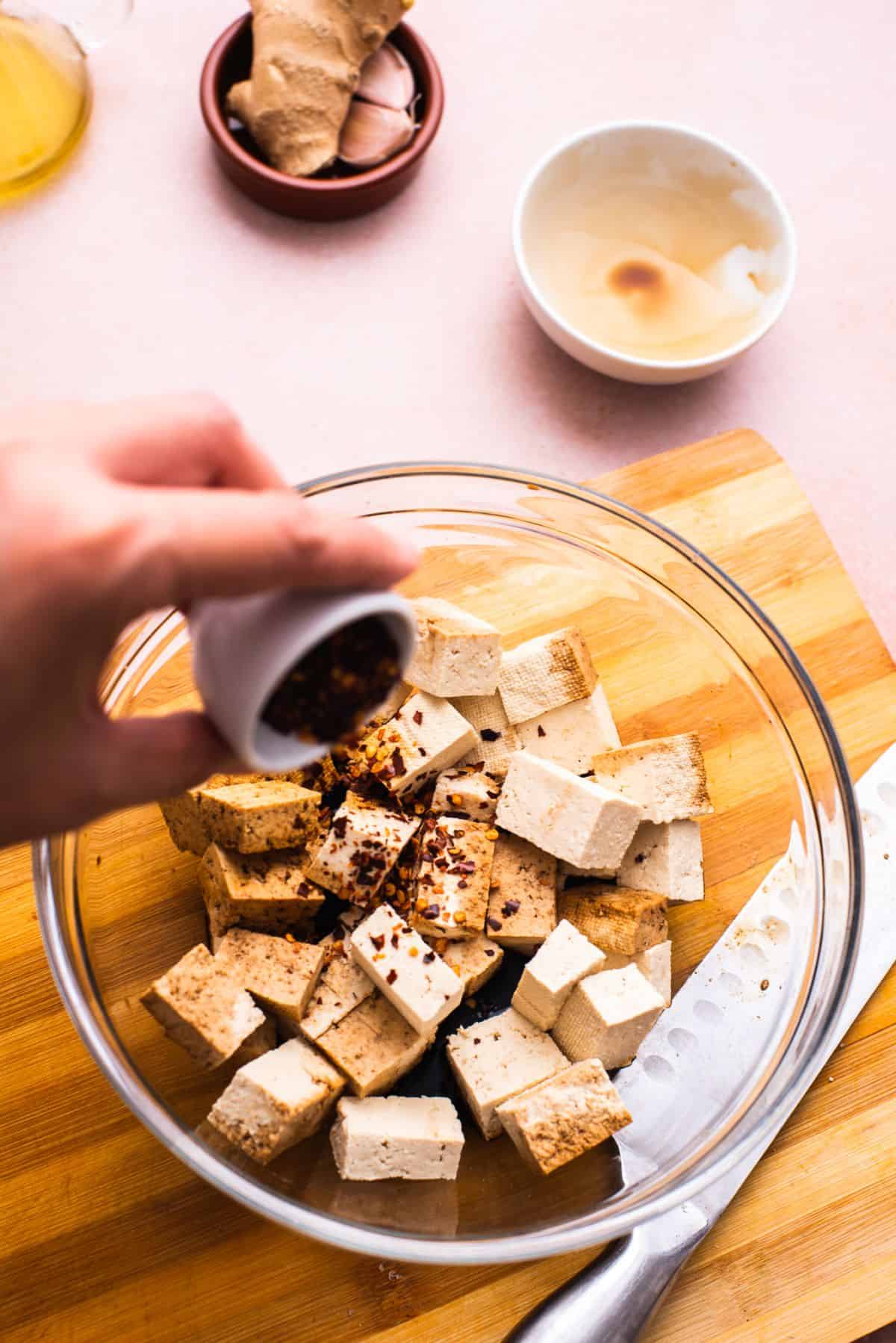 Air fryer crispy tofu step 4