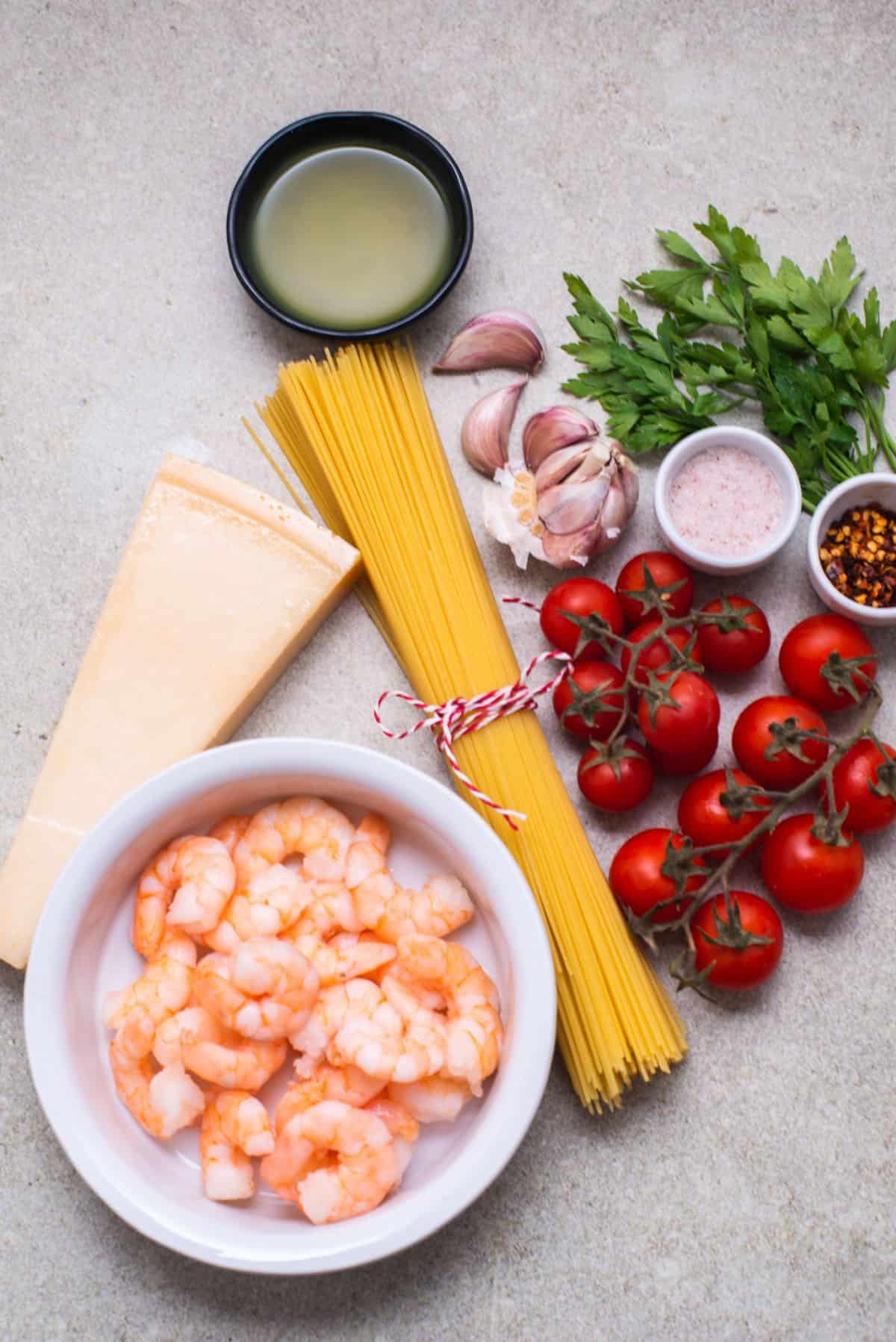 Angel hair pasta with prawns and cherry tomatoes ingredients