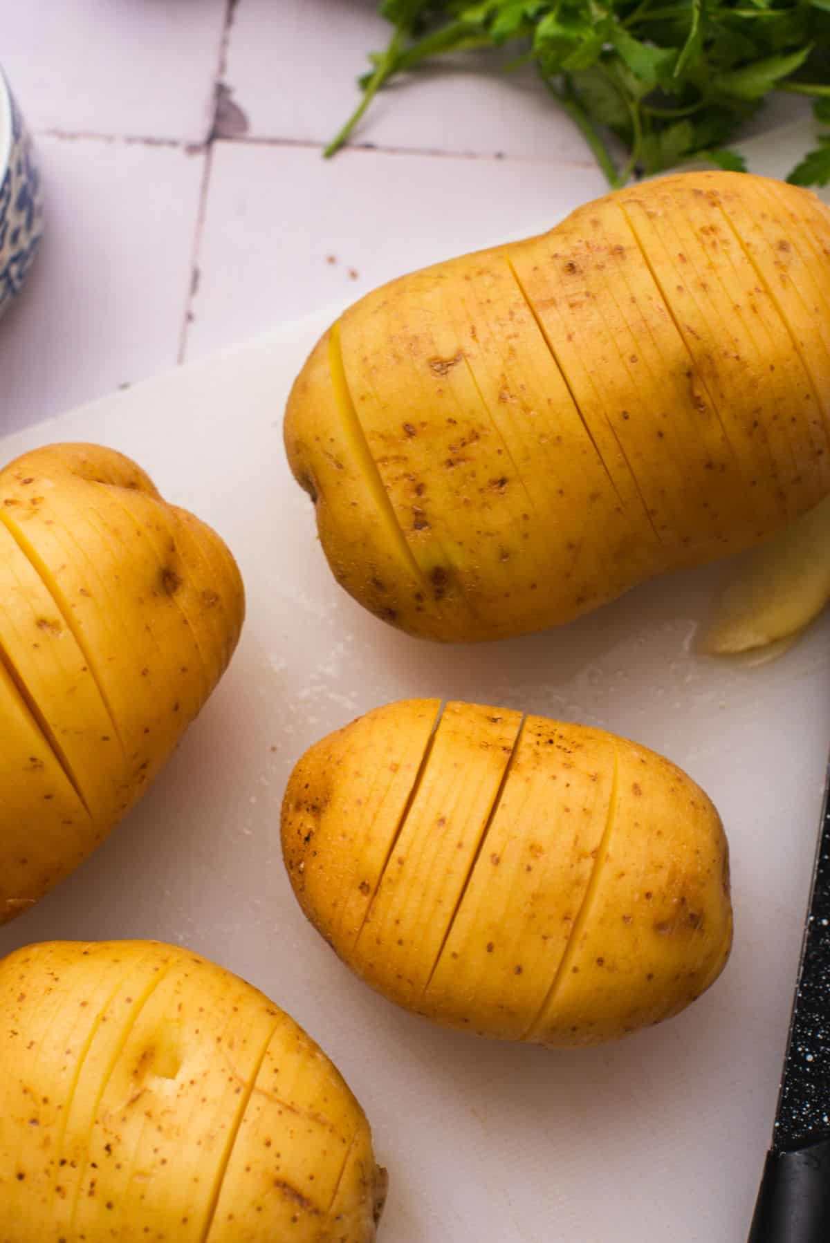 sliced Hasselback potatoes 
