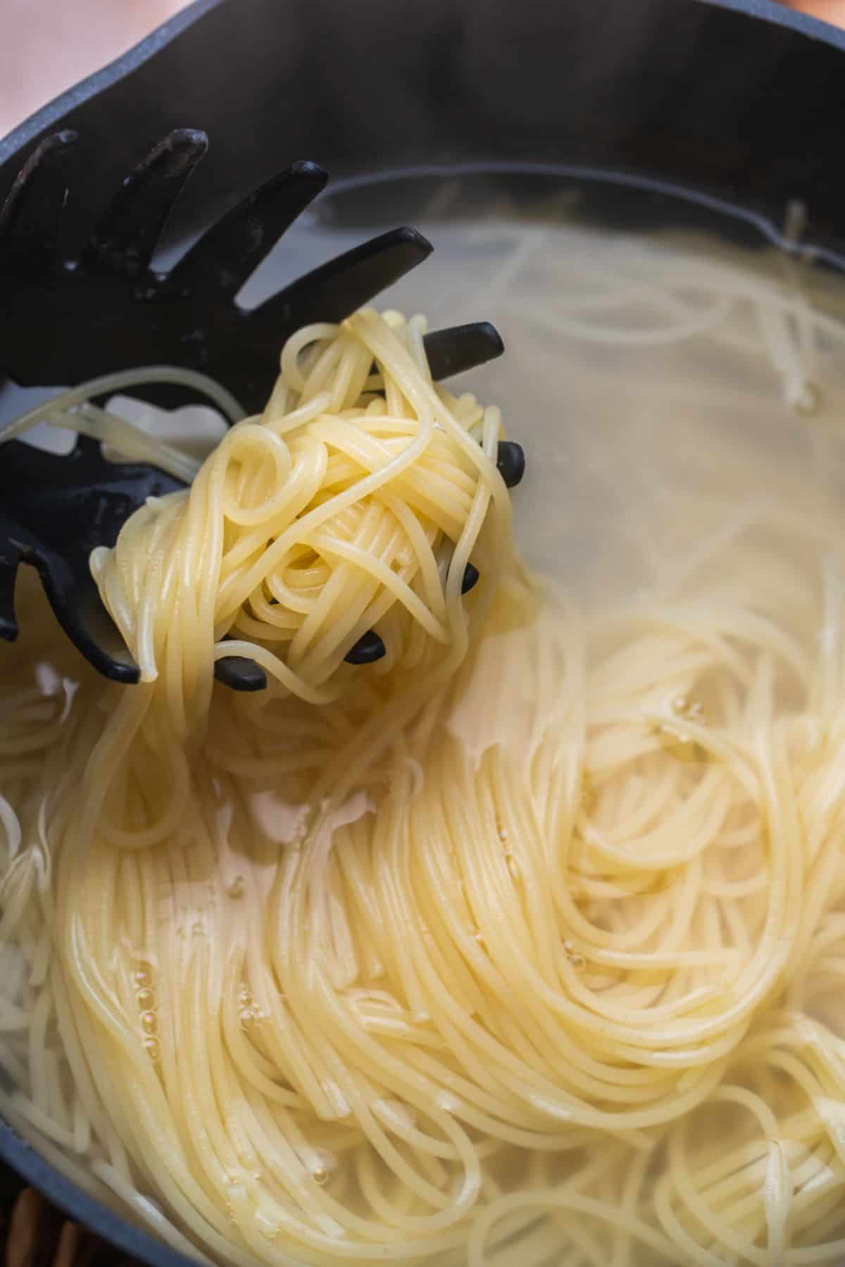 pasta cooking in water