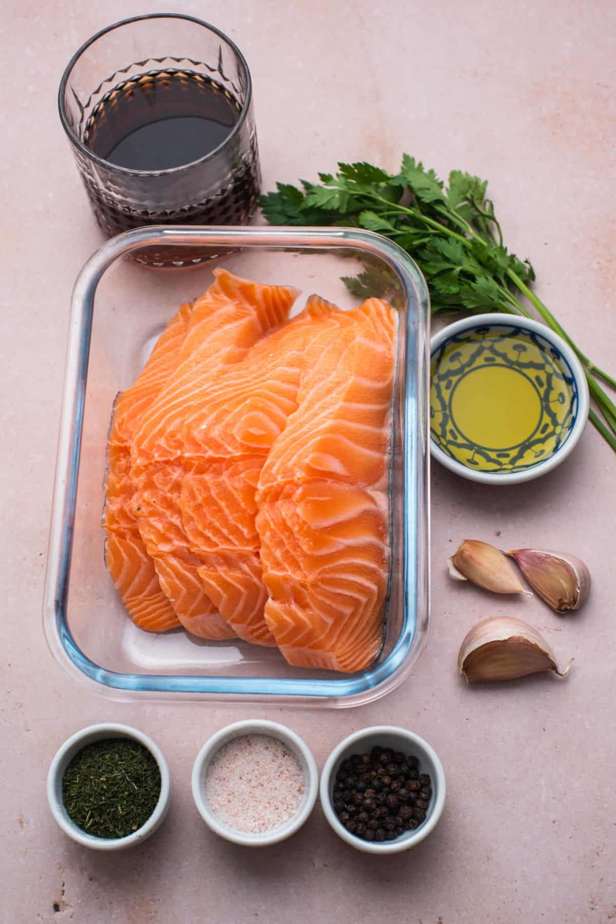 Poached salmon ingredients