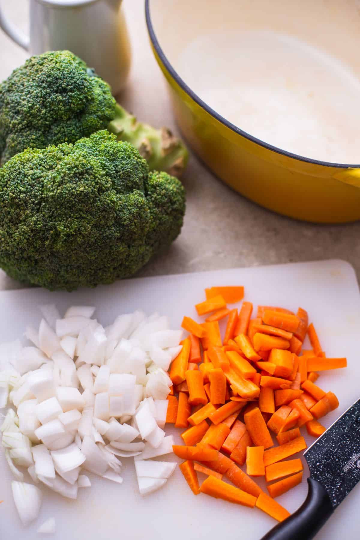 Broccoli cheddar soup step 1