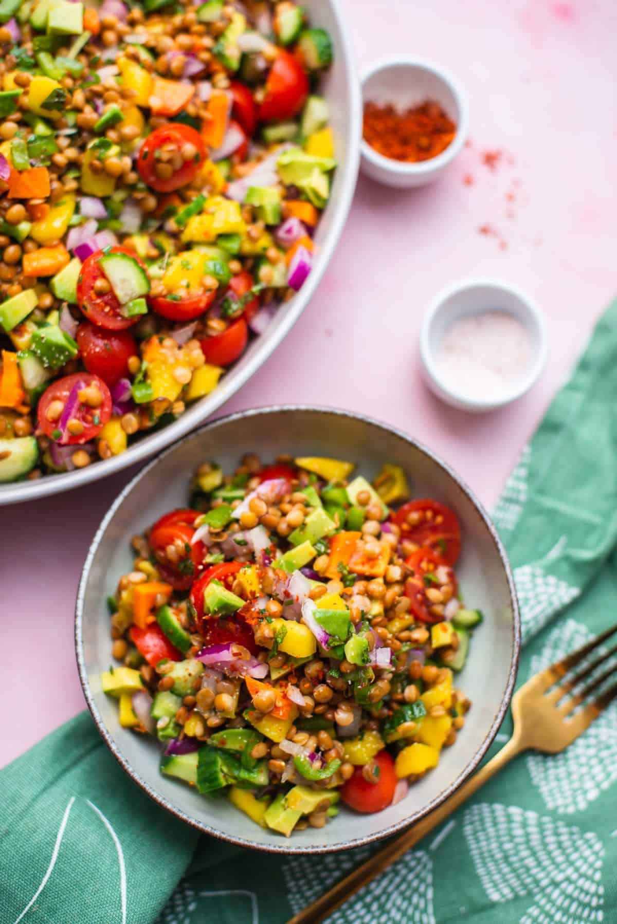 Lentil salad with mango 1