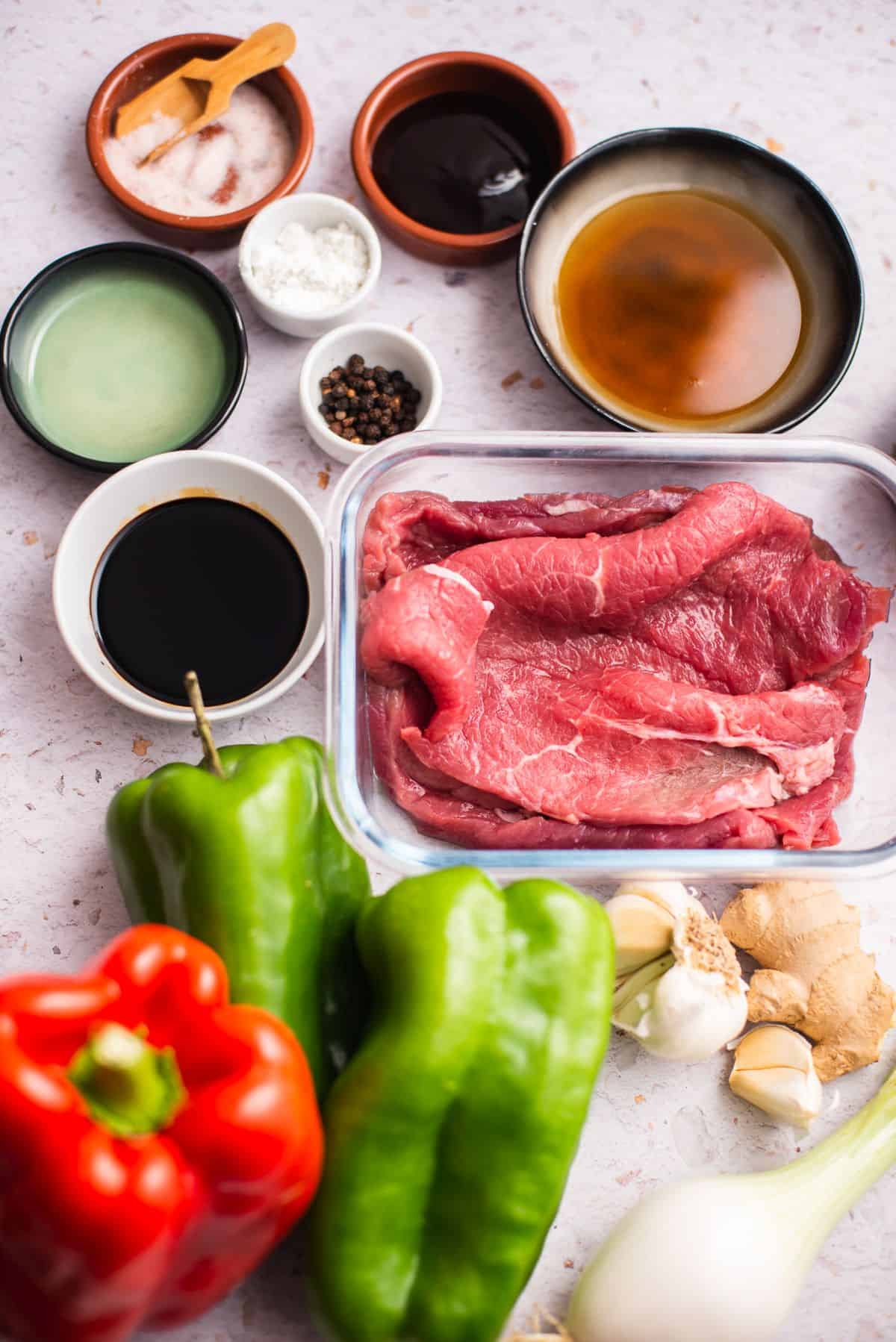 Pepper beef ingredients