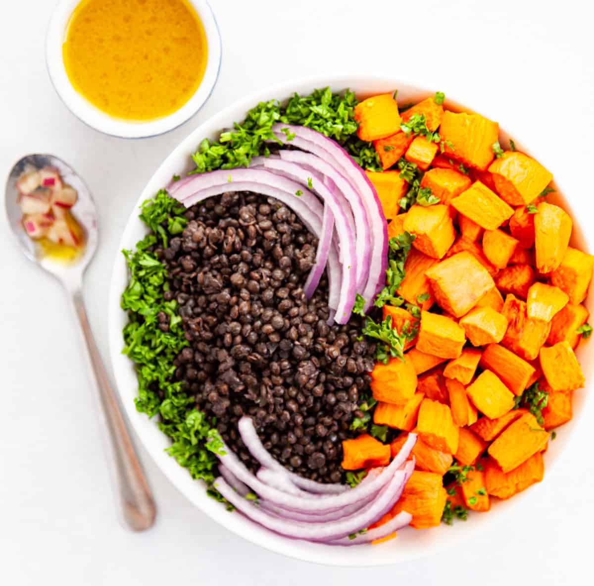 Black Lentil Salad with Sweet Potatoes