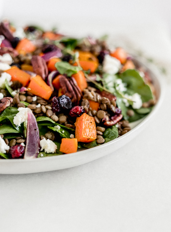 Butternut Squash and Lentil Spinach Salad