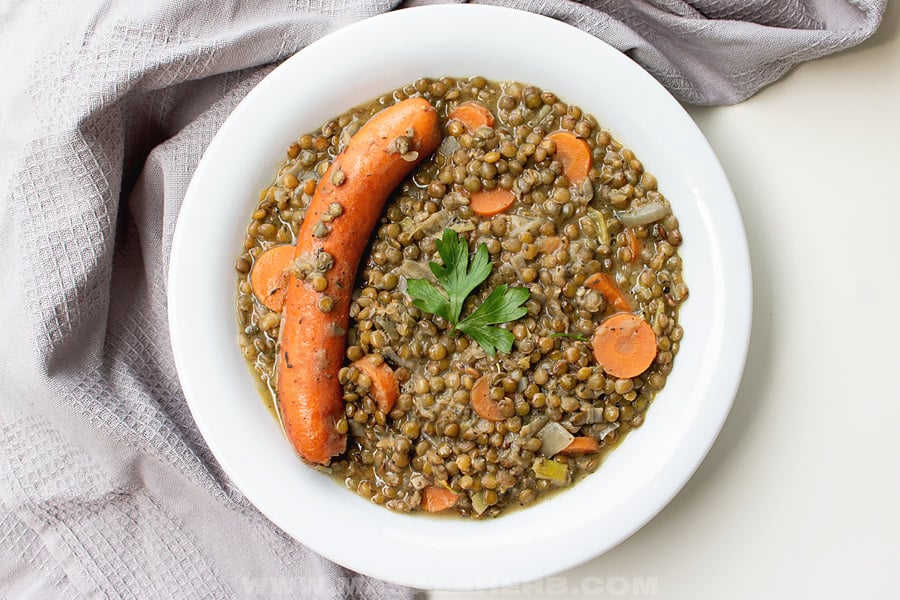 French Green Lentils with Sausage