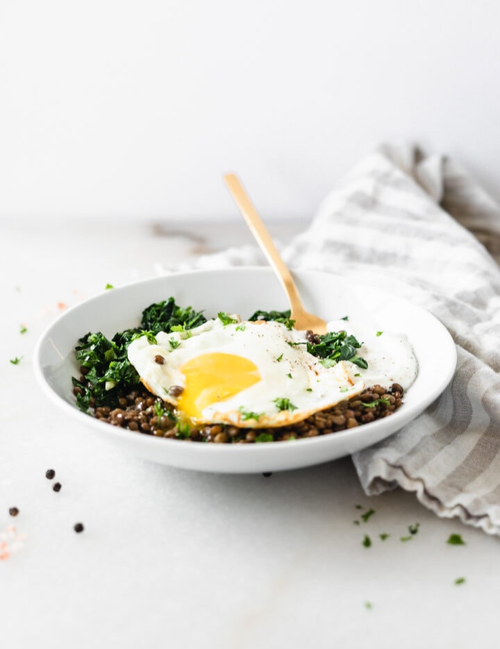 Healthy Kale Lentil Breakfast Bowls