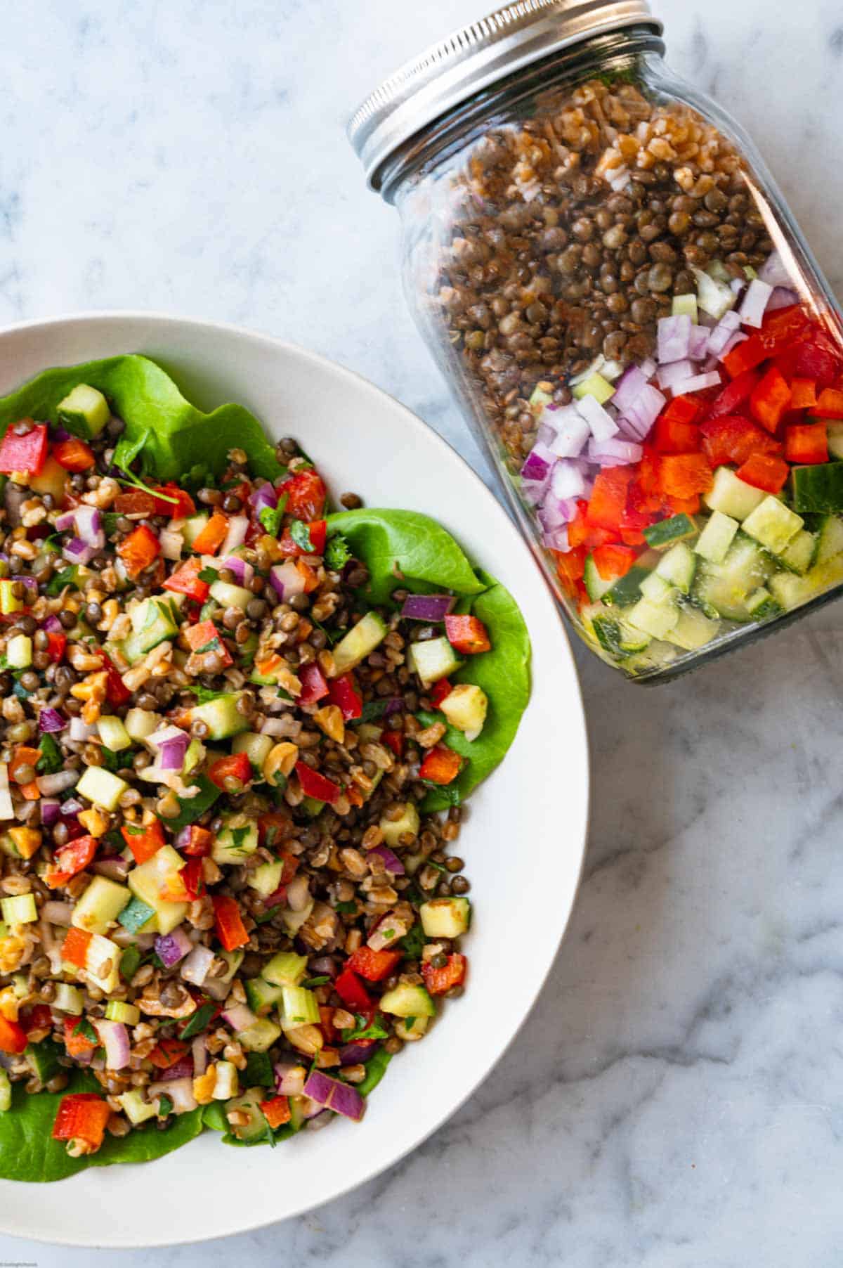 High Protein Vegan Lentil Salad Jars