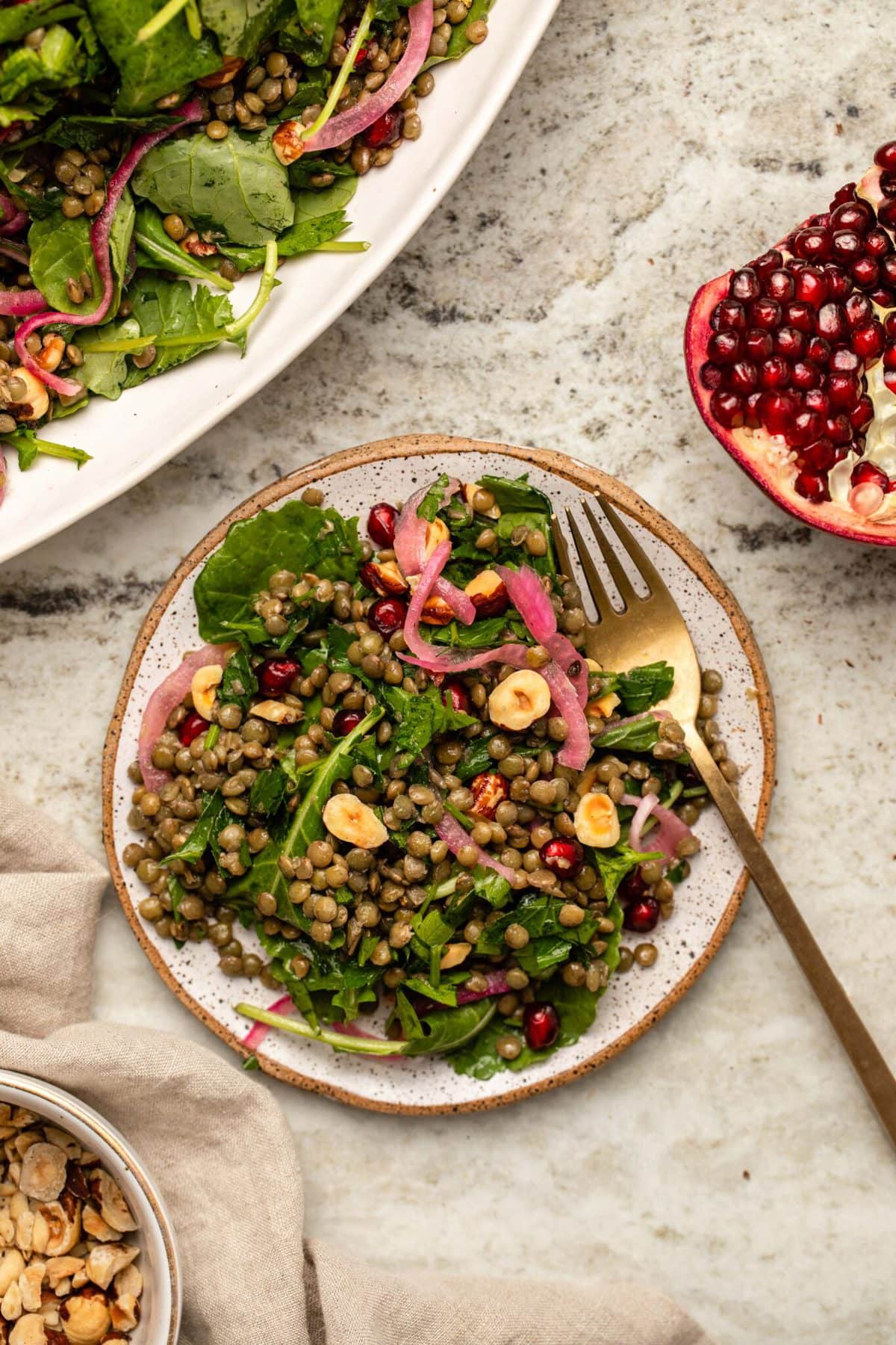 Lentil Pomegranate Salad with Cider Dressing