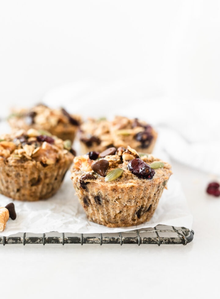 Trail Mix Baked Oatmeal Muffins
